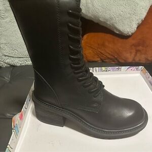 Jeffrey Campbell Black Lace-Up Boots